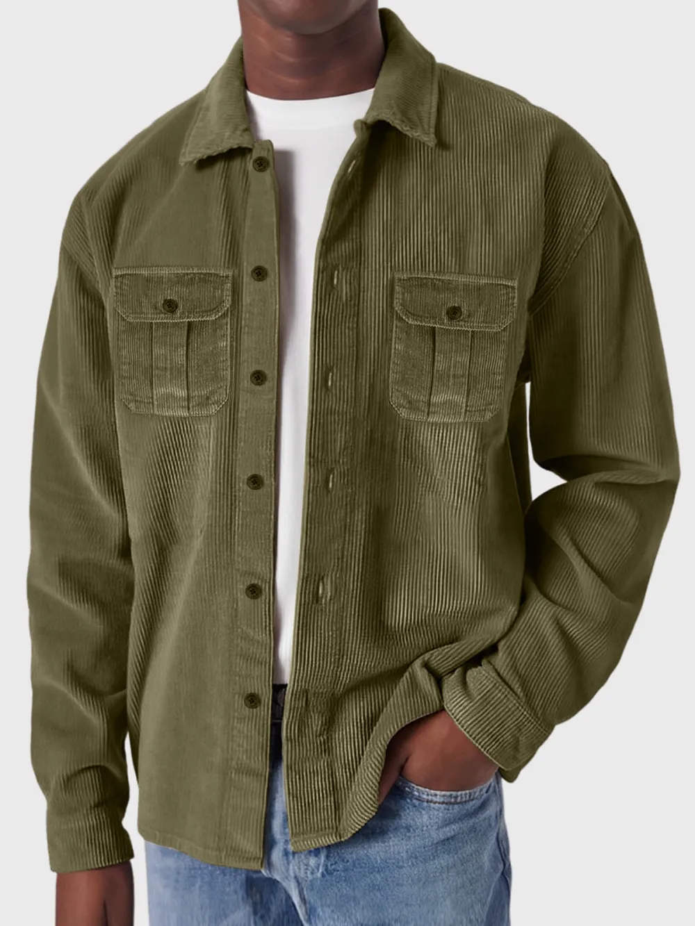 Structured Corduroy Double Pocket Shirt