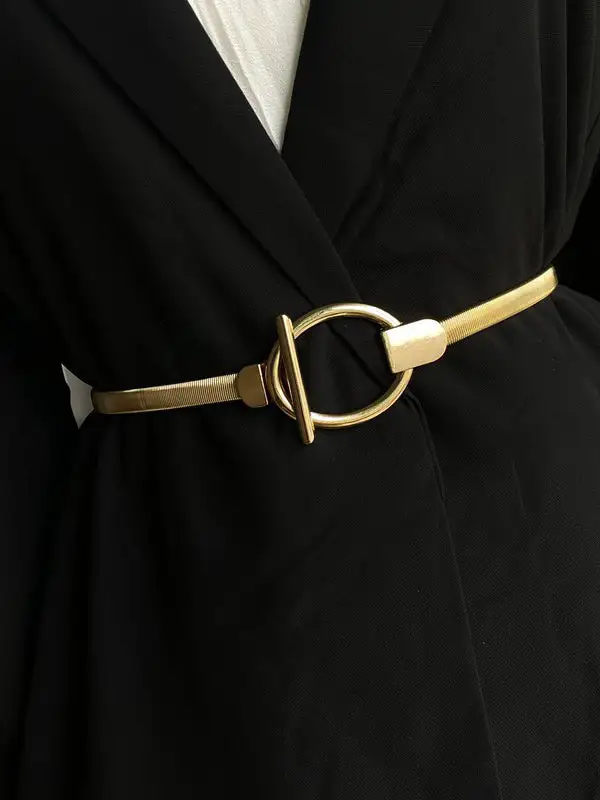 Pleated Geometric Buckle Belt