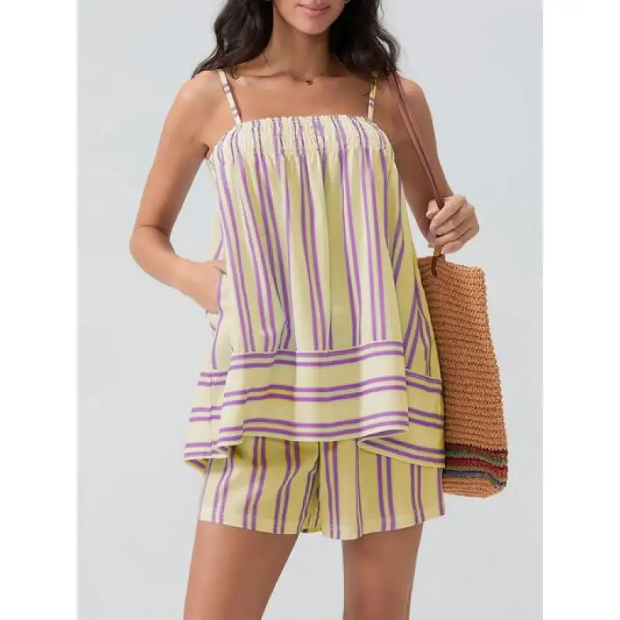 Smocked Square Neck Cami and Shorts Set