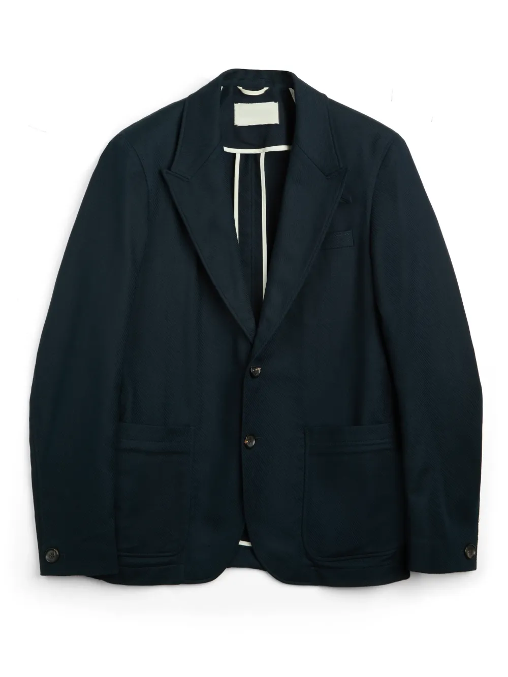 Navy Lapel Linen-Cotton Blazer
