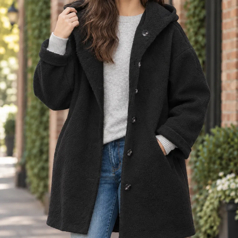 Single-Breasted Hooded Coat
