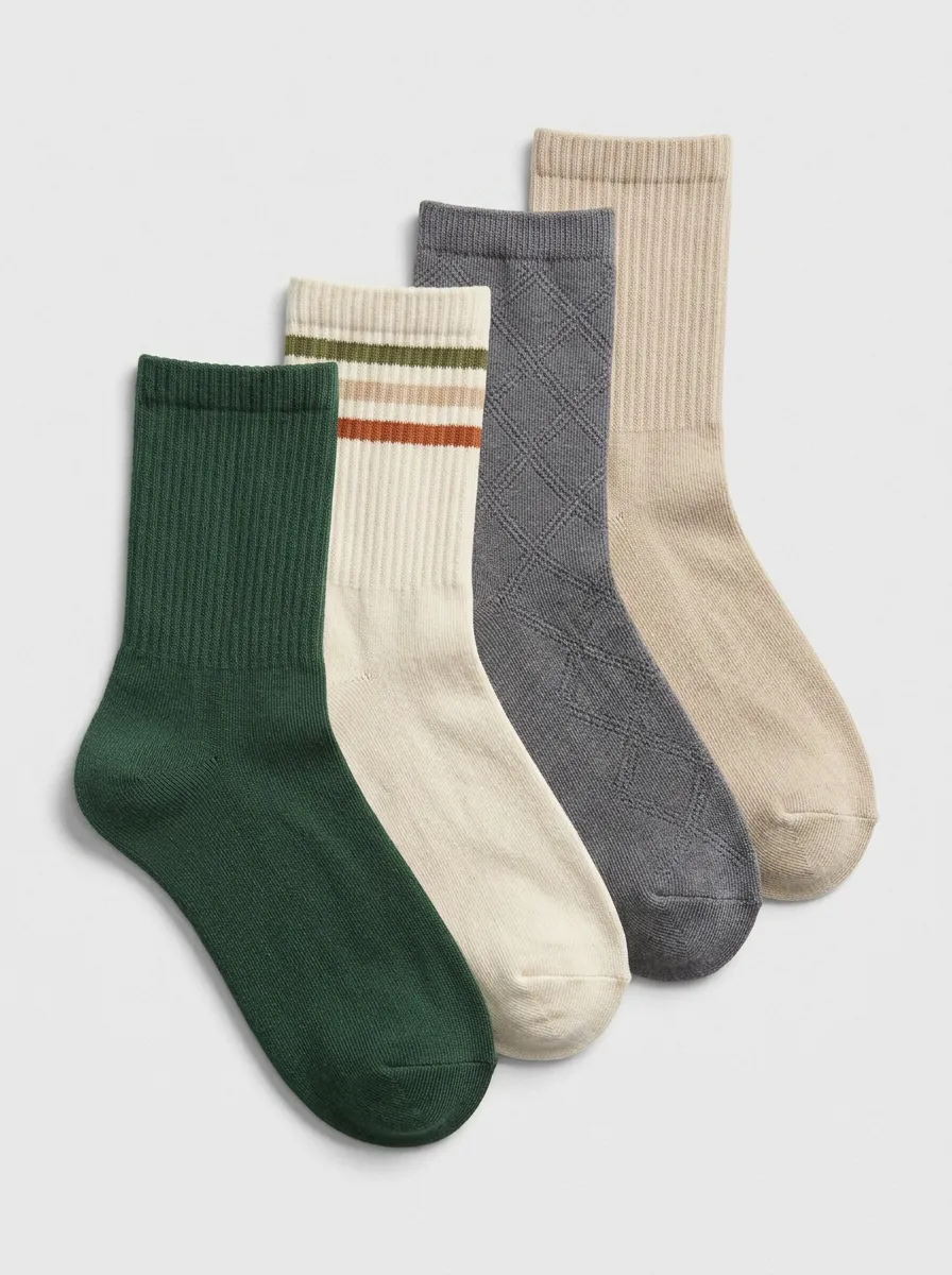 Classic Striped Vintage-Inspired Men's Four-Pair Long Socks