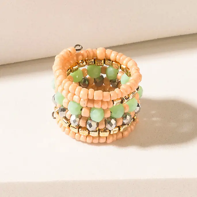 Delicate Beaded Layered Band Ring