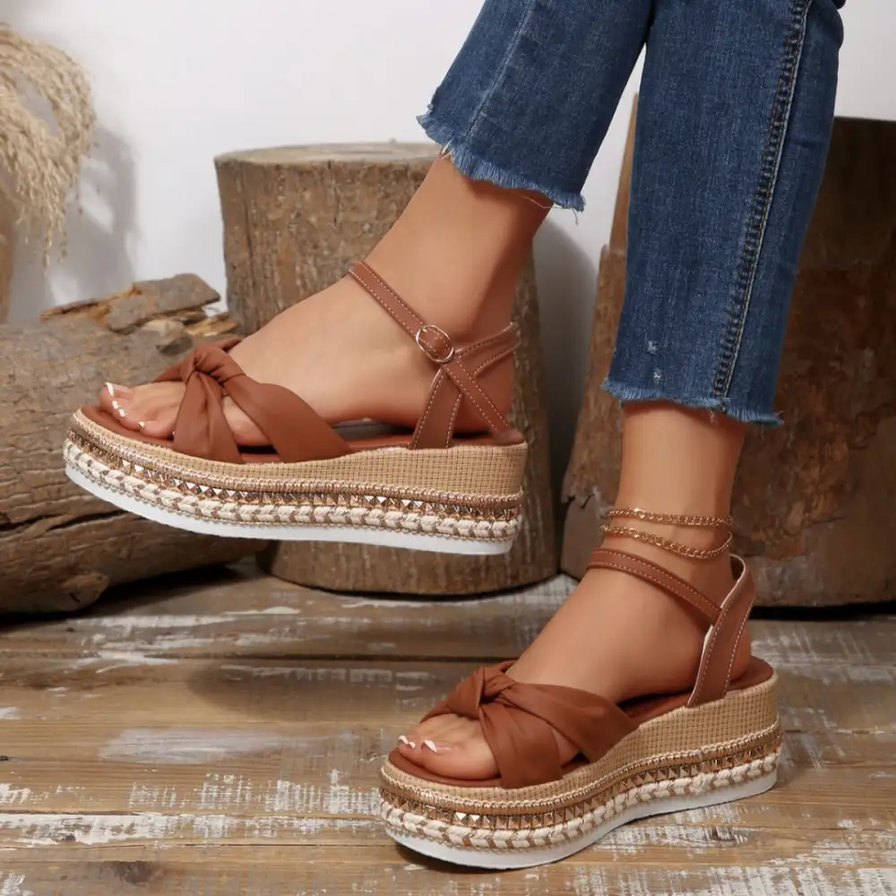 Bow Knot Platform Wedge Sandals