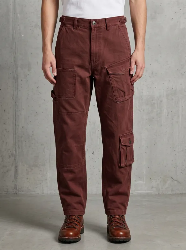 Men's Military Style Olive Green Multi-Pocket Matte Finish Cargo Pants
