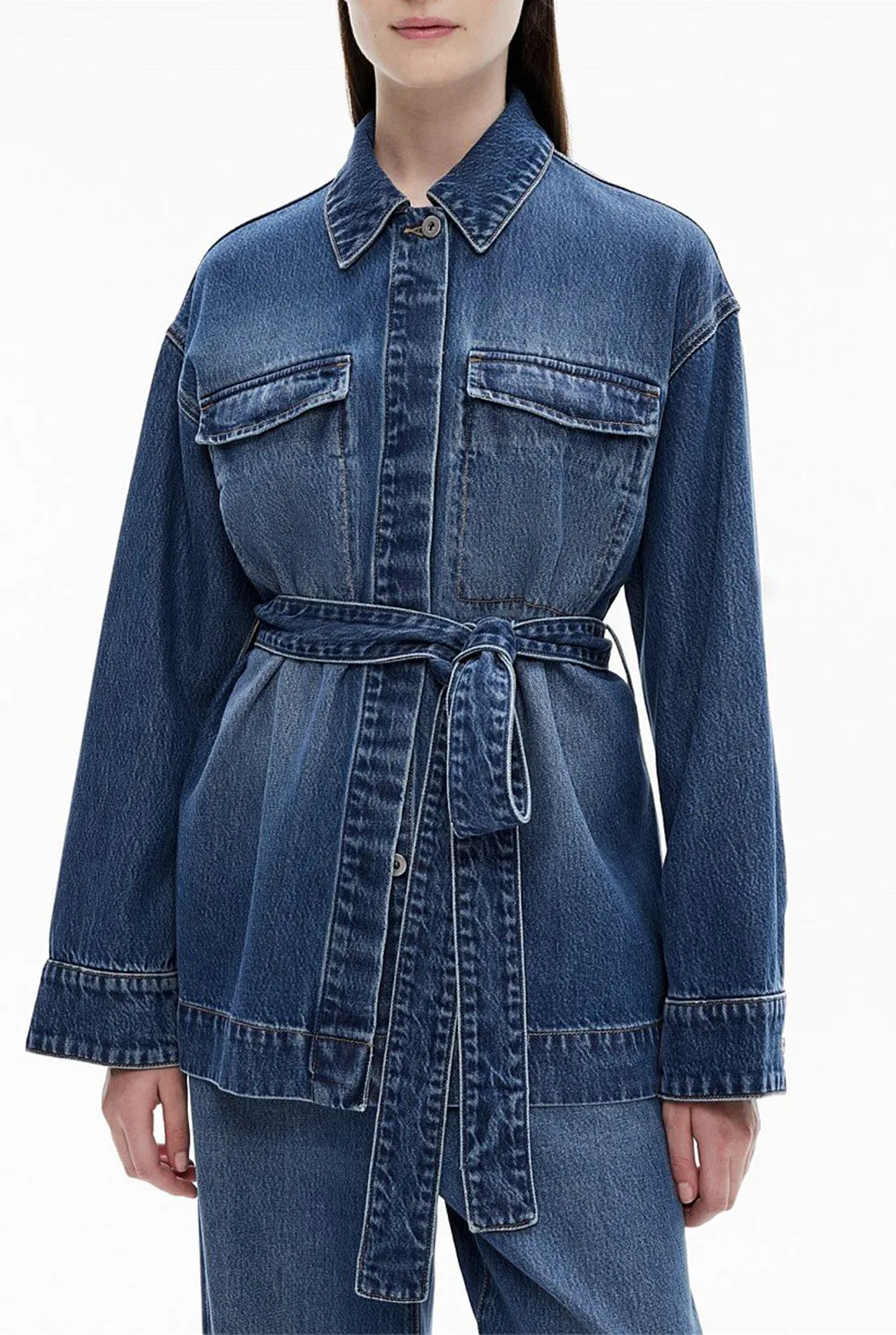 Washed Denim Waistcoat Shirt