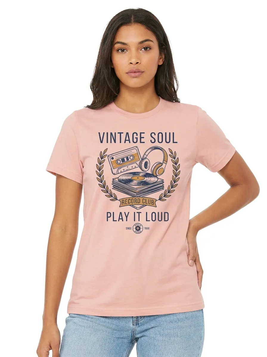Women's Music Vintage Soul Cassette Vinyl Graphic T-Shirt