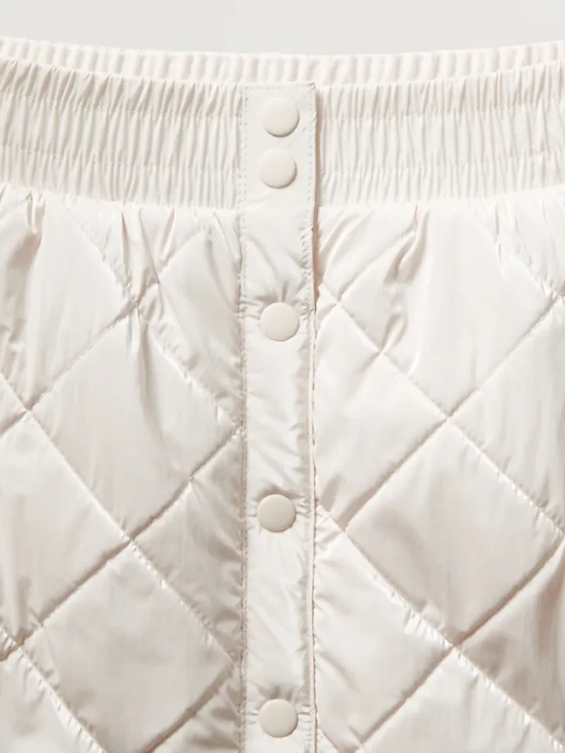 White Quilted Mini Skirt For Cozy Casual Style