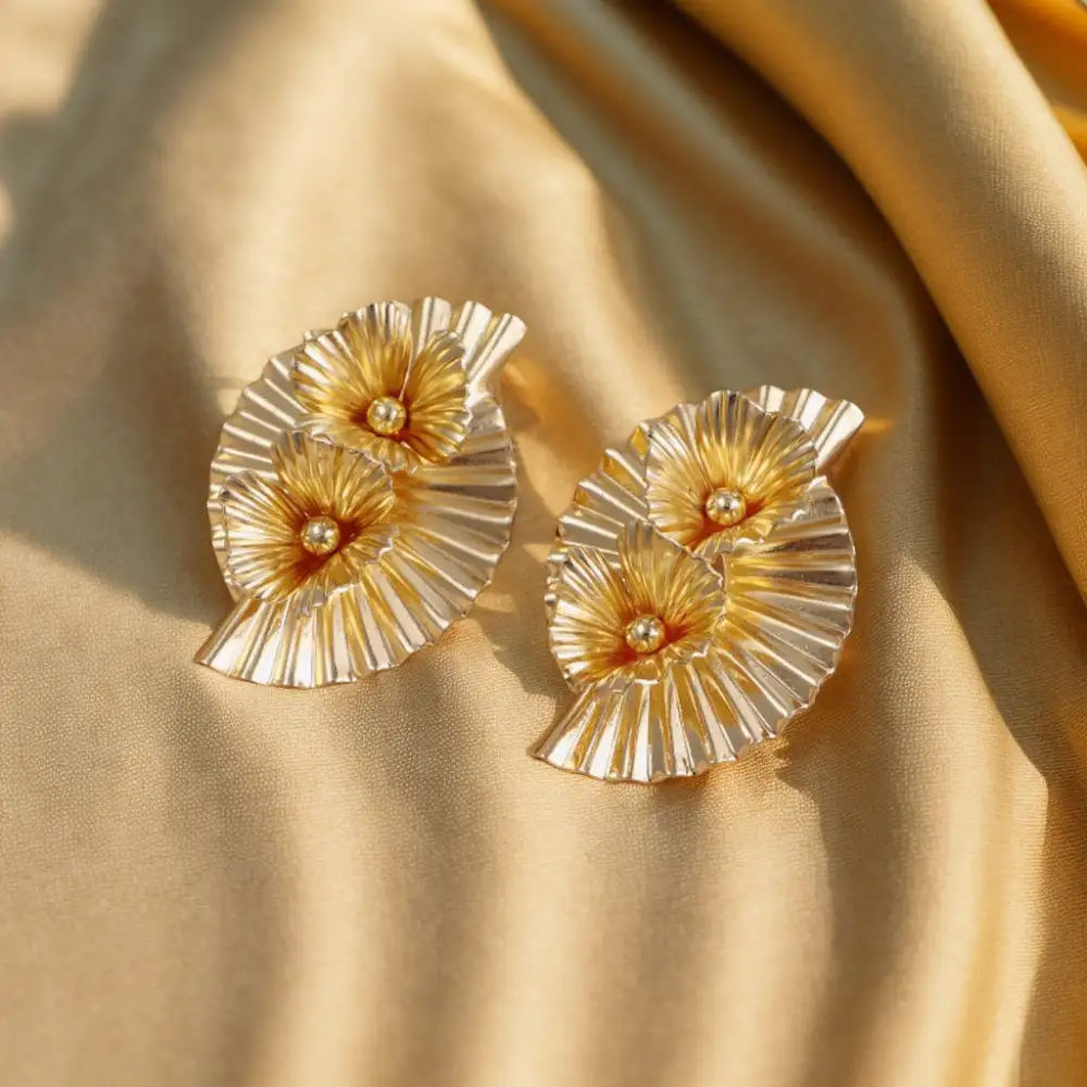 Leaf Metal Stud Earrings