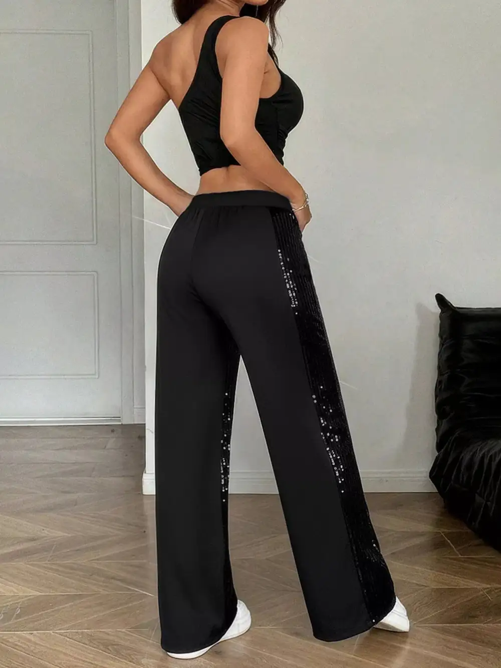 Casual Sequin Wide Leg Pants
