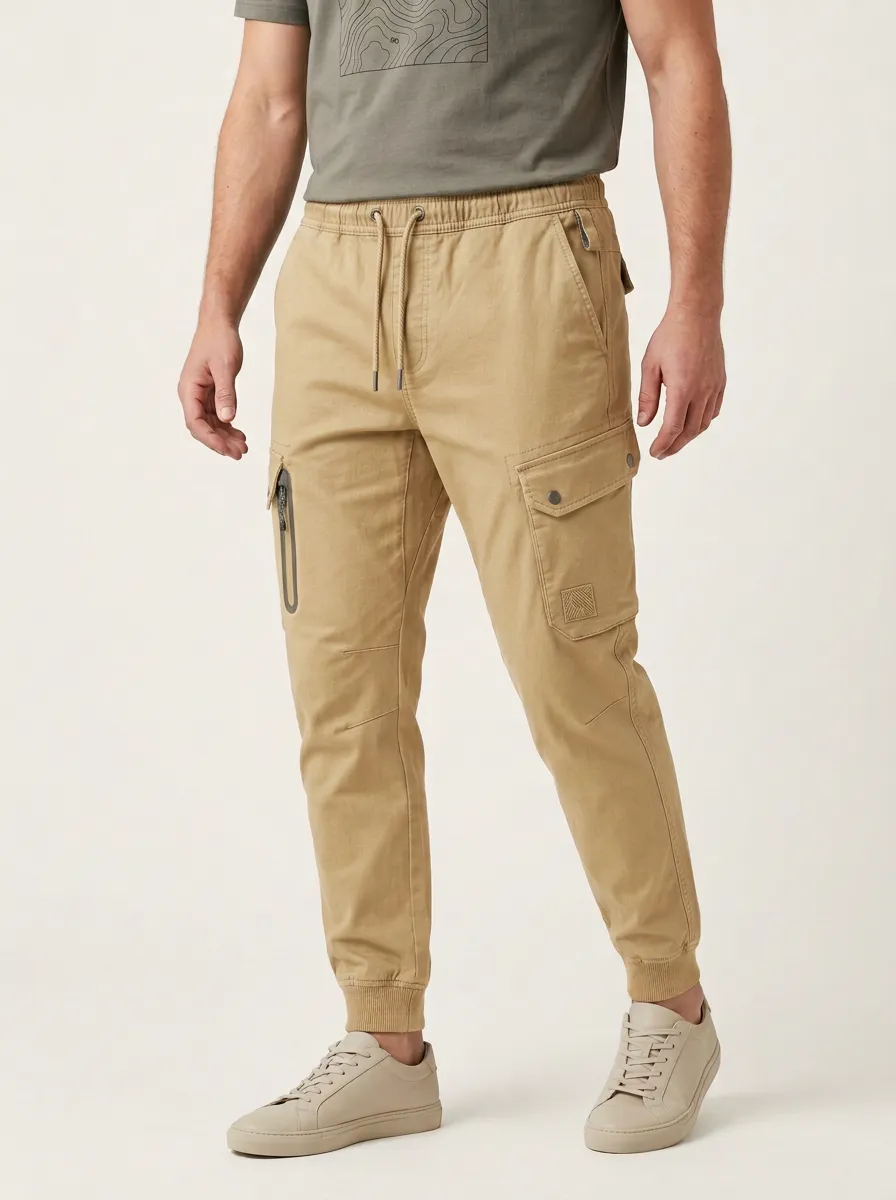 Streetwear Graphic Print Finish Men's Cargo Jogger Pants