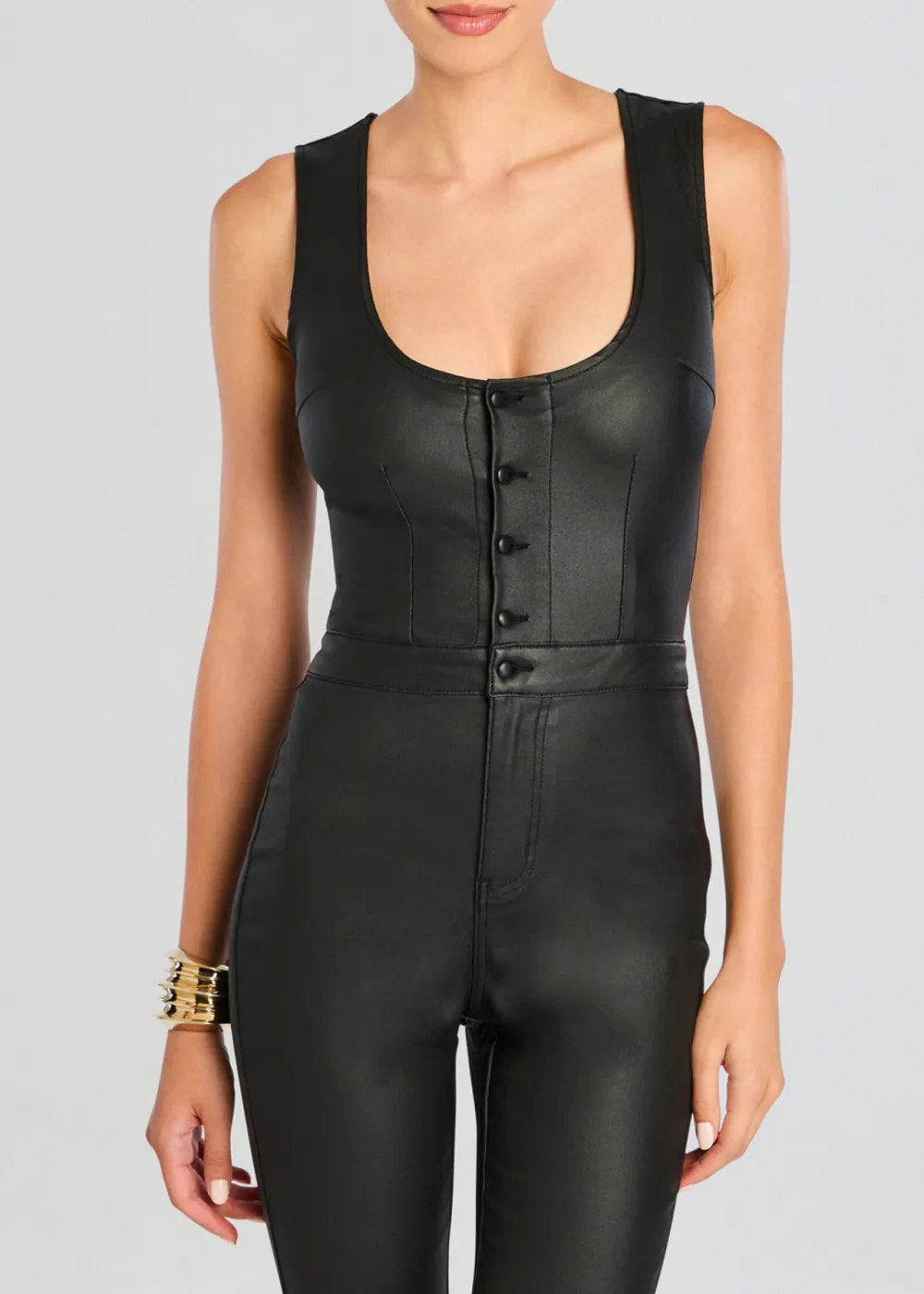 Coated Denim Jumpsuit