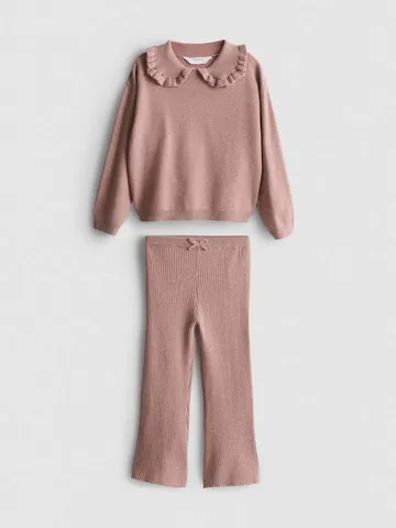 1-9yrs | Collared Jumper and Knit Leggings Set