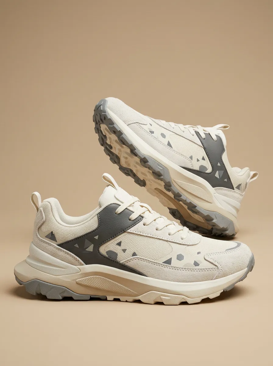 Outdoor-Inspired Geometric Casual Sneakers