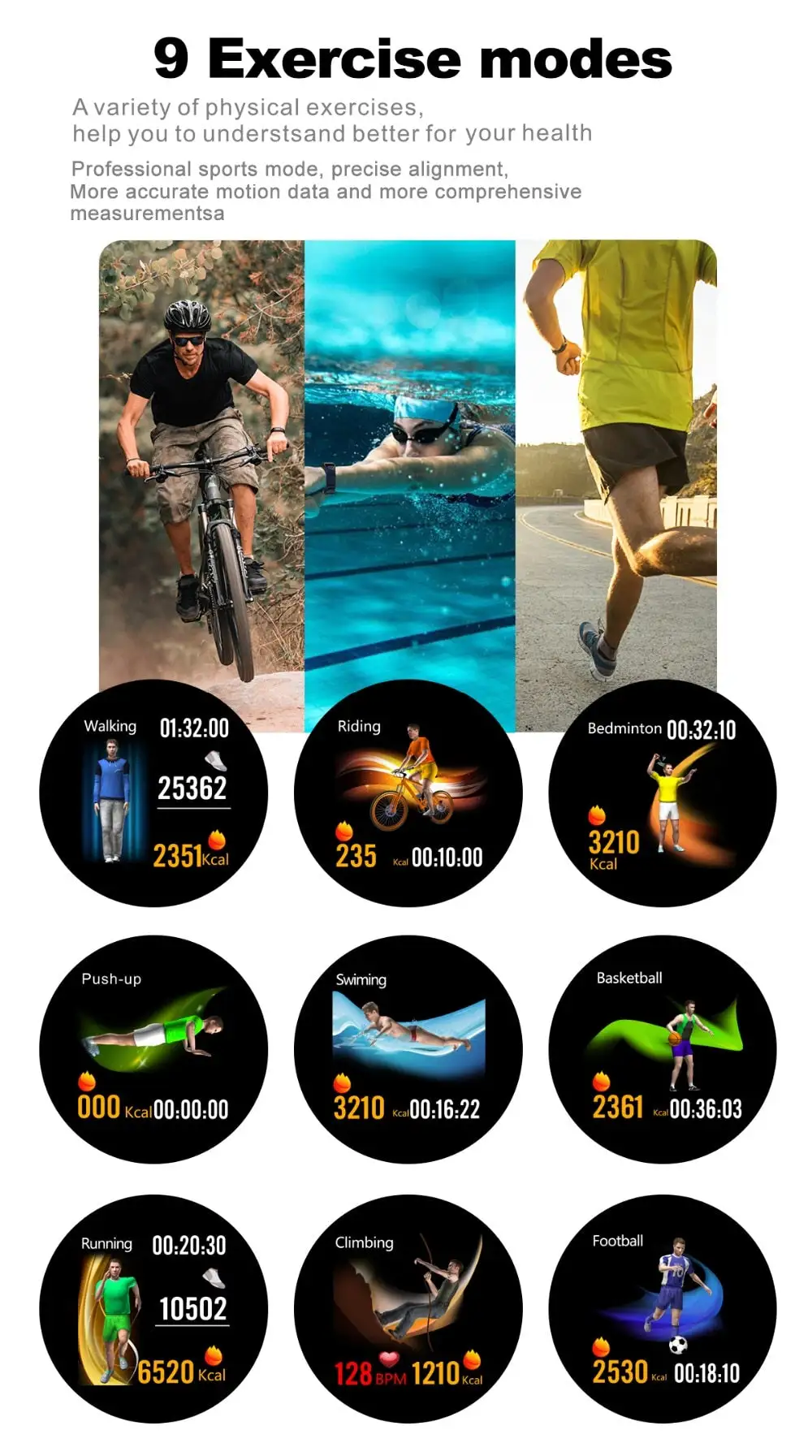 IPS Color Screen Fitness tracker Heart rate monitor Sports smartwatch