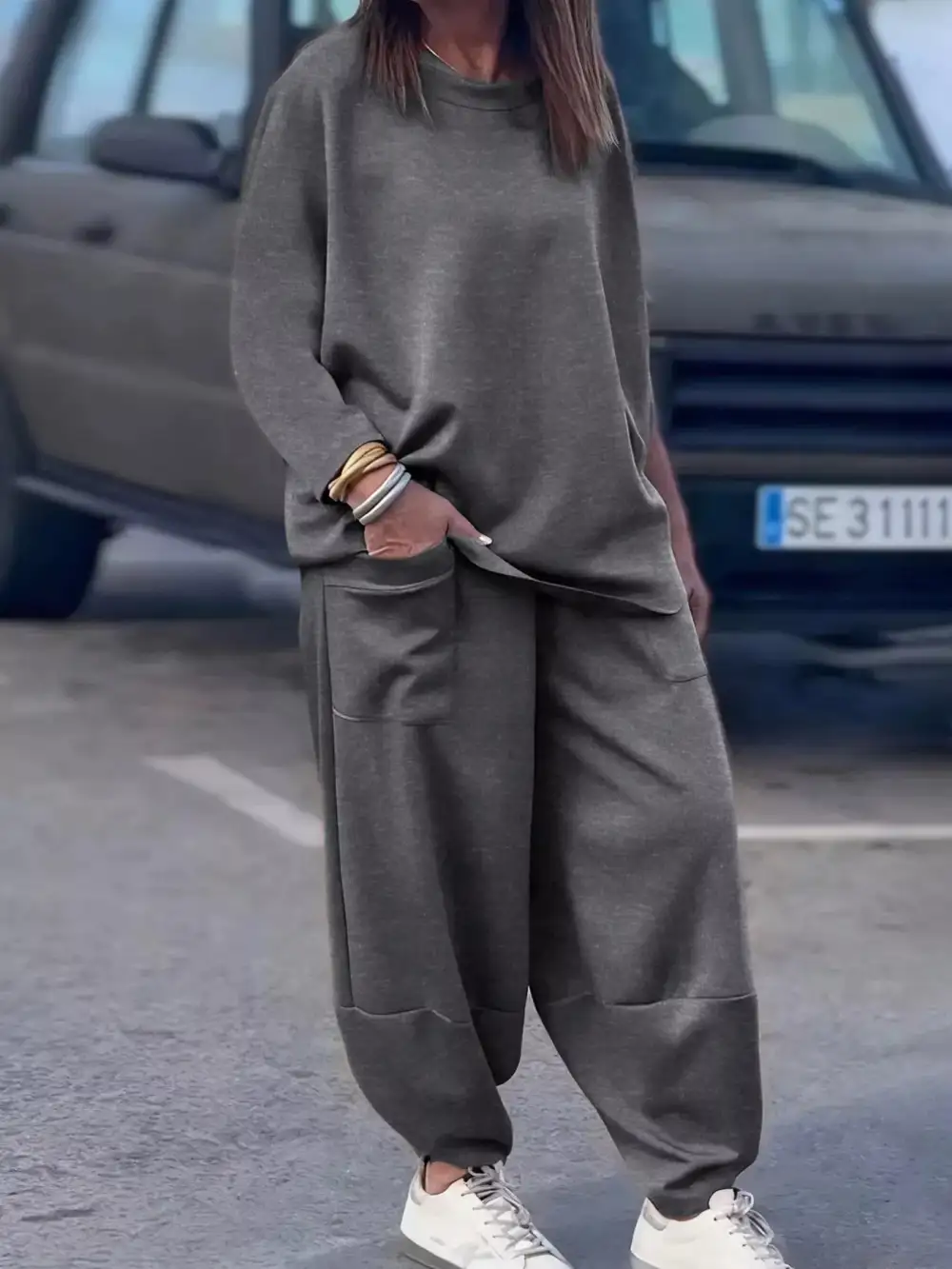 Casual Loose Fit Top and Pants Two Piece Set