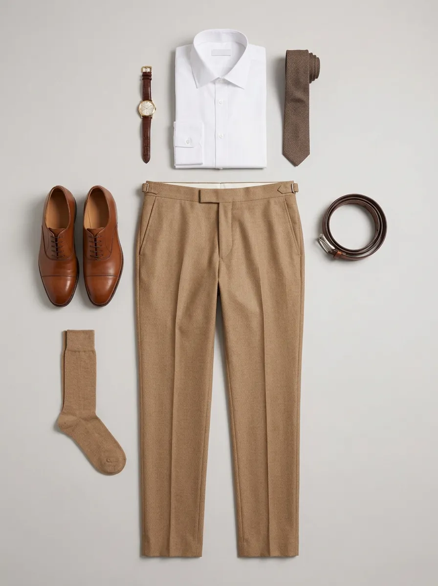 Side-Adjuster Textured Regular-Fit Straight-Leg Men's Tailored Suit Trousers