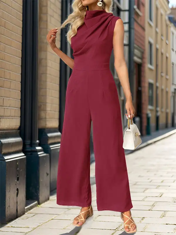 Sleeveless Clean Swing Collar Jumpsuit