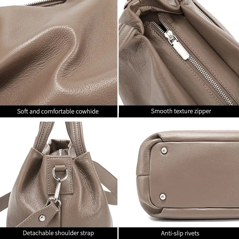 Minimalist Taupe Slouchy Satchel Bag