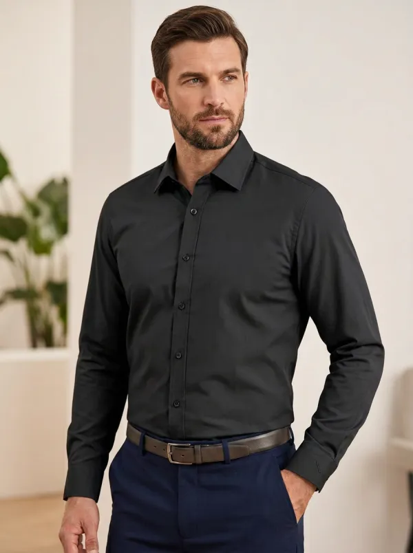 Men's Non-Iron Cotton Solid Sage Green Long Sleeve Shirt