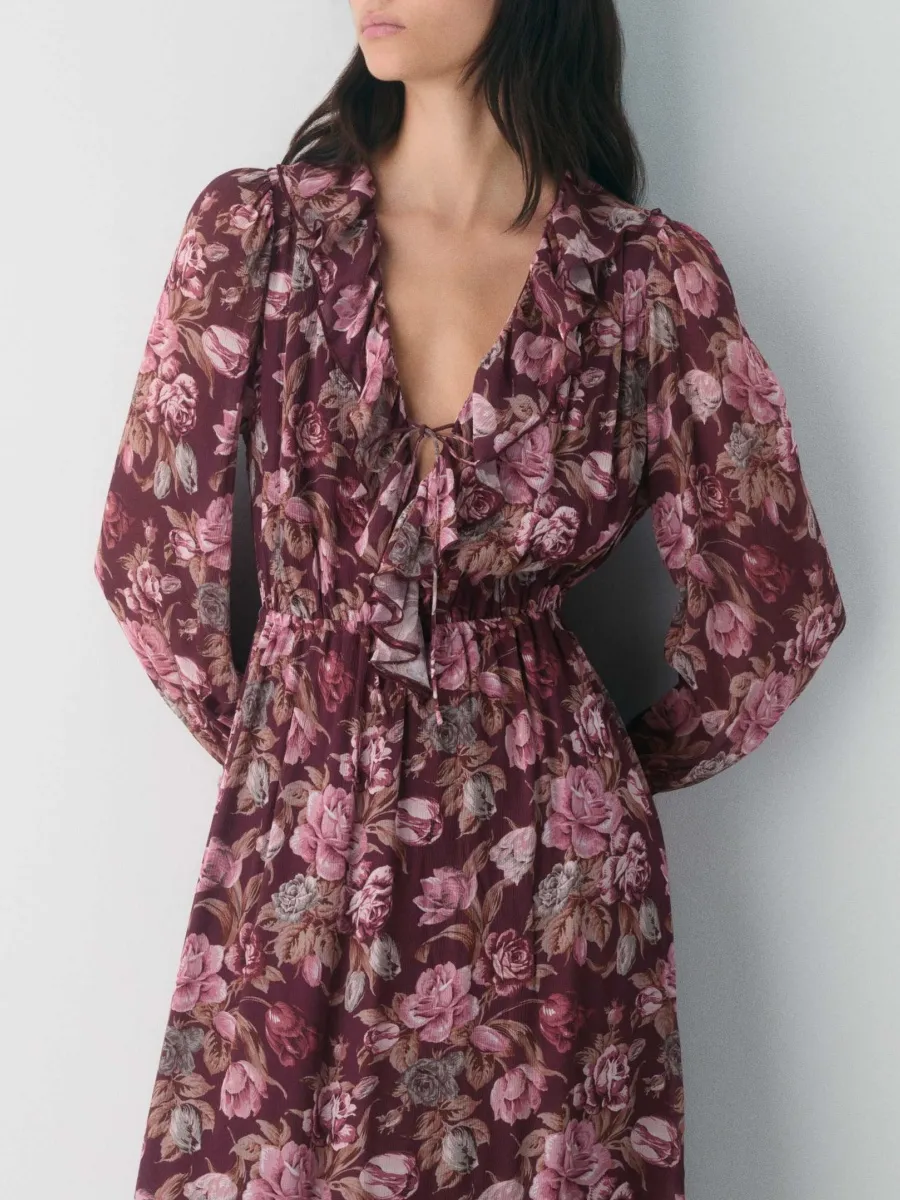 Floral V-Neck Midi Dress