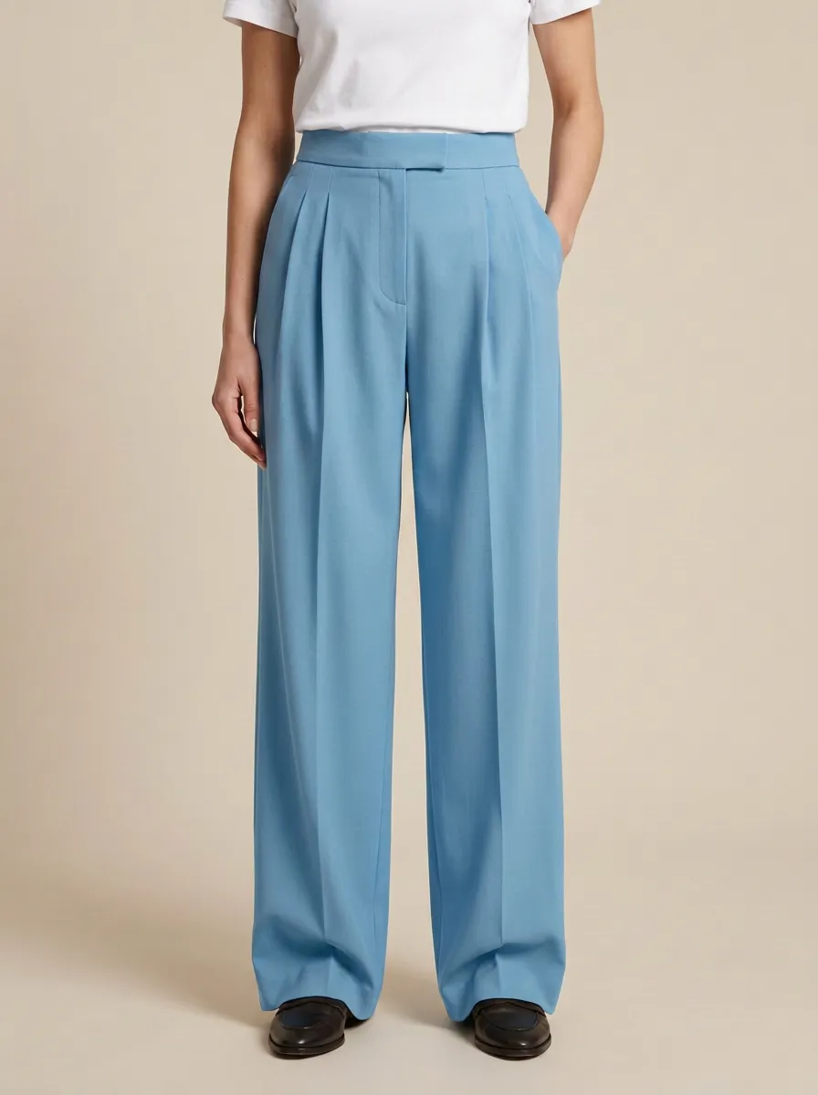 Everyday Contemporary Pleated High Rise Wide Leg Trousers