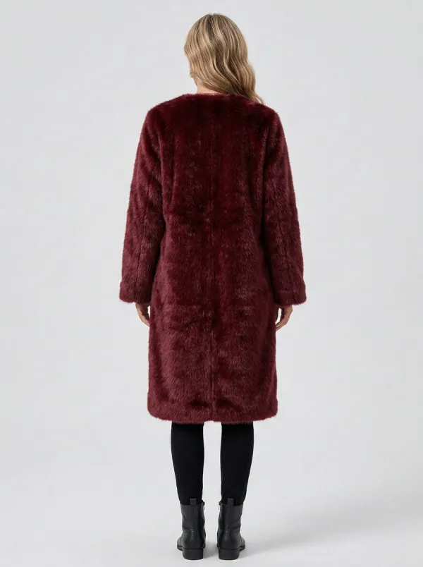 Textured Faux Fur Winter Coat