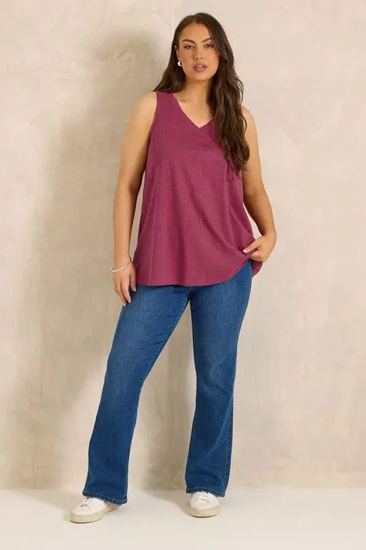 ESSENTIAL Curve 2 Pack Brown & Berry Red Cotton Vest Tops
