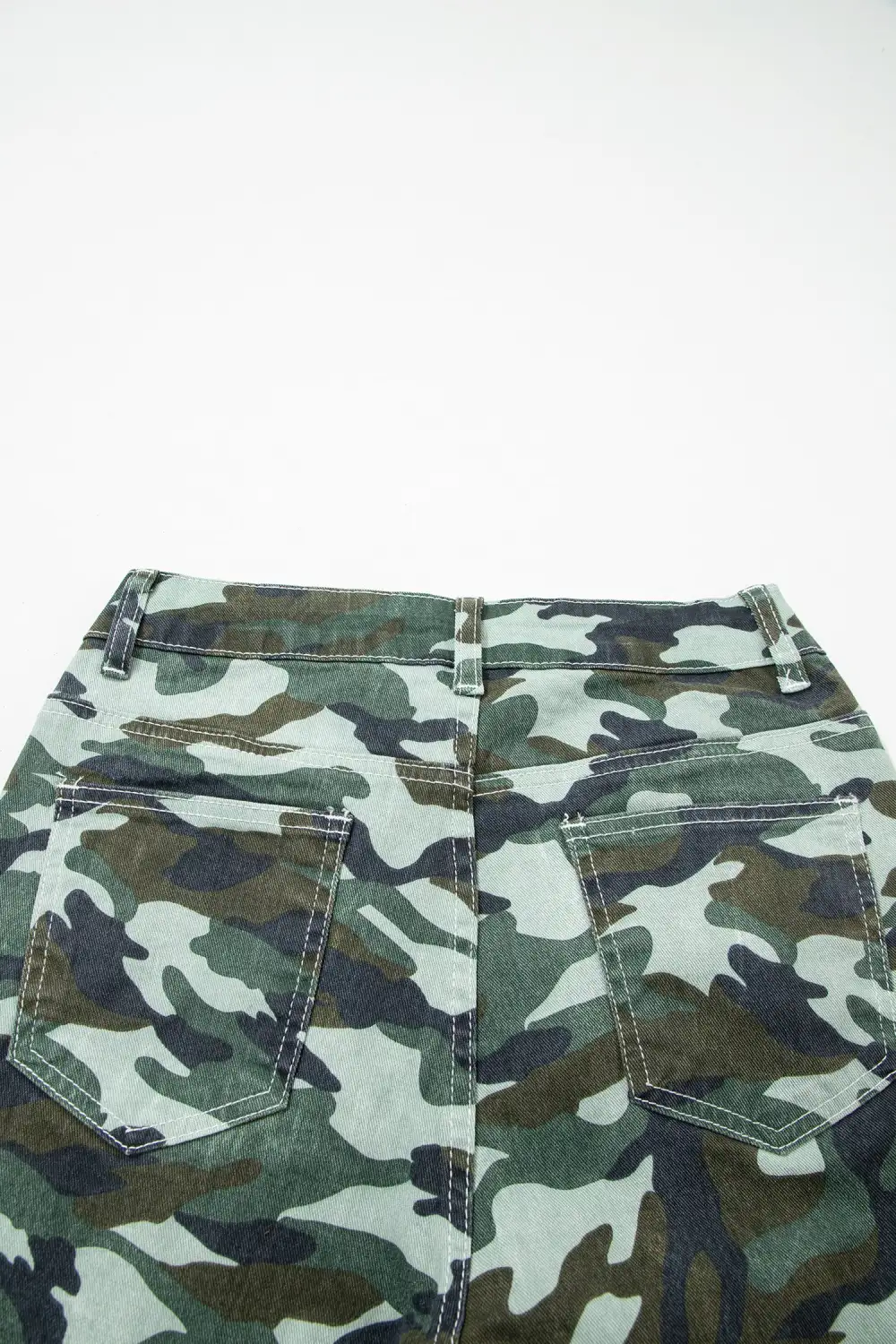 Women's Camouflage Print Wide Leg Drawstring Denim Pants