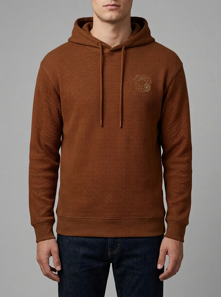 Men's Planet Graphic Waffle Waffle-Knit Pullover Hoodie