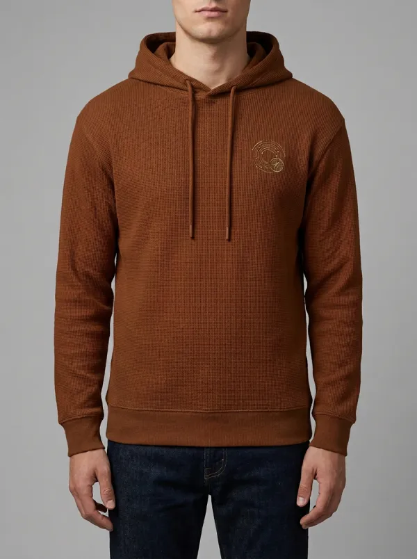 Men's Planet Graphic Waffle Waffle-Knit Pullover Hoodie