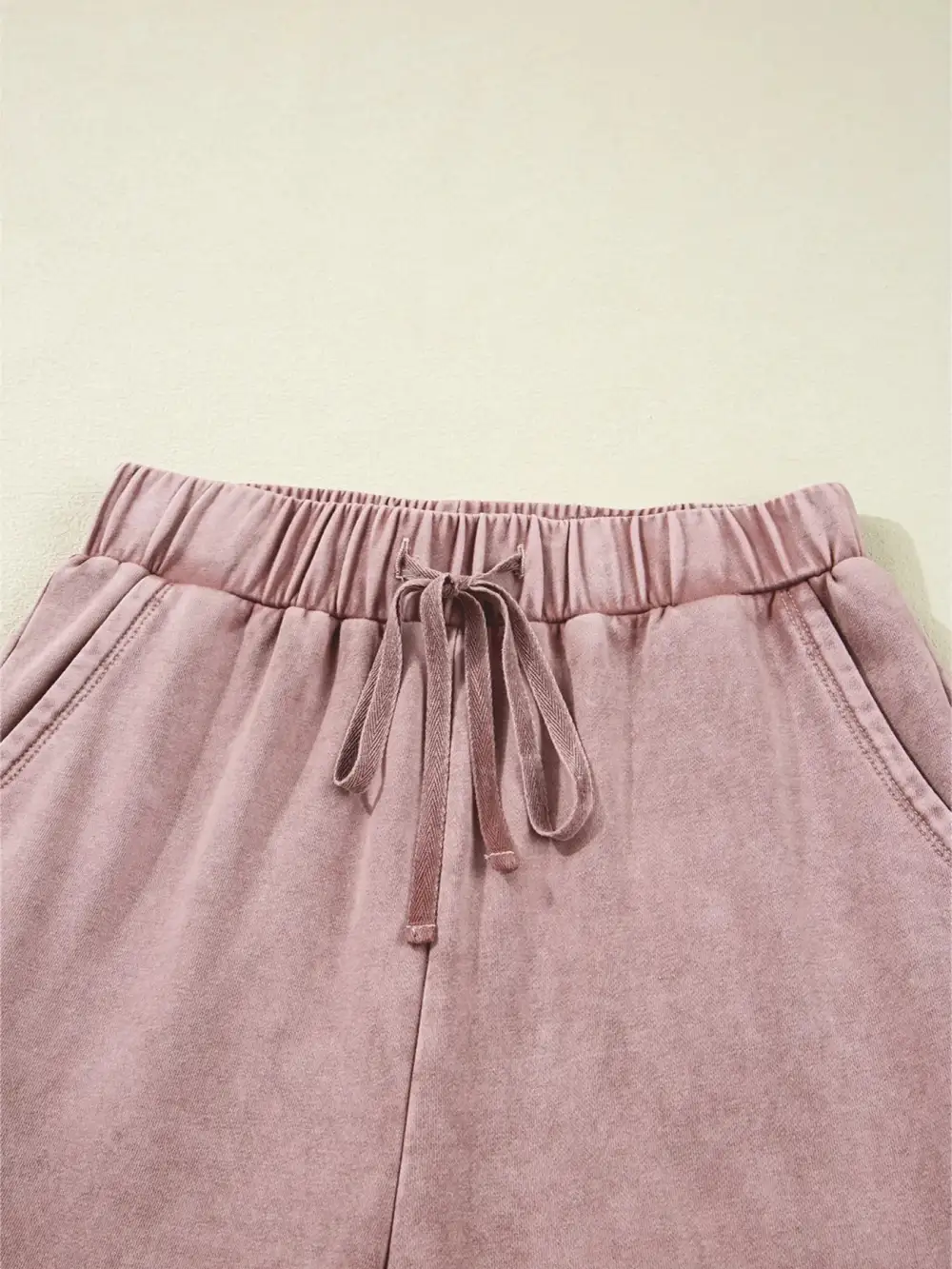 Wide Leg Drawstring Patchwork Mineral Wash Pants