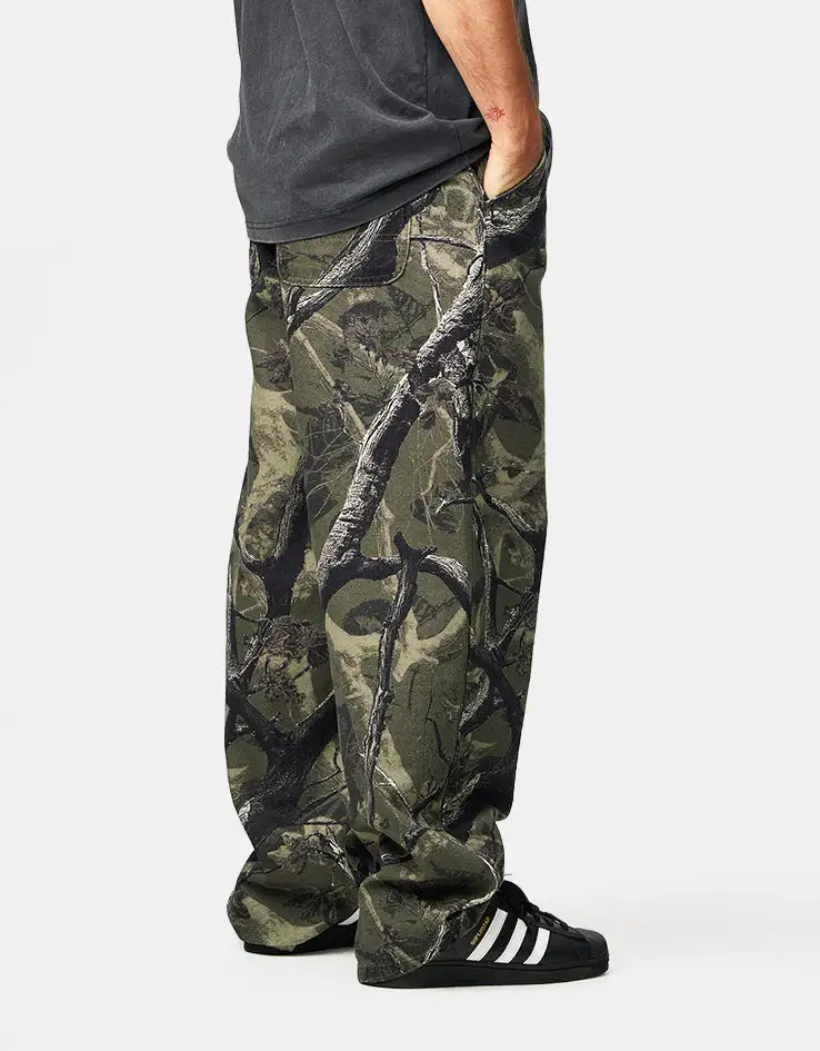 Camo Pattern Super Baggy Canvas Pants