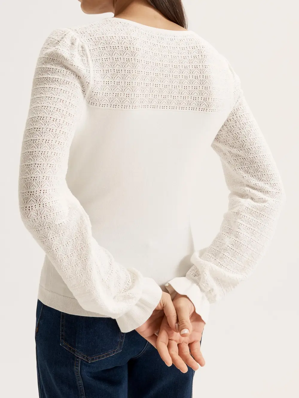 White Hollow Bell Sleeves Jumper
