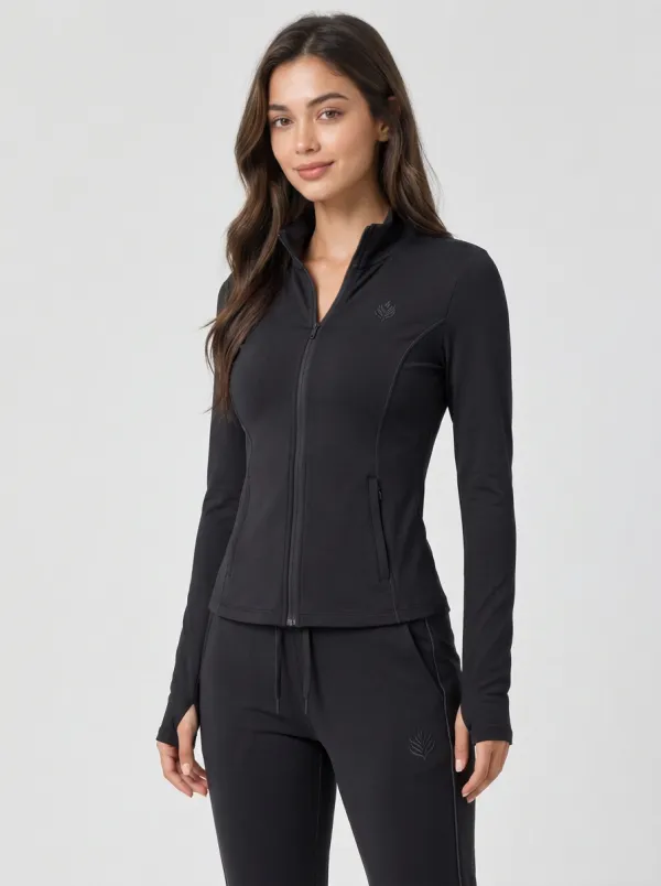 Women's Fitness Yoga Gym Thumbhole Tracksuit Set