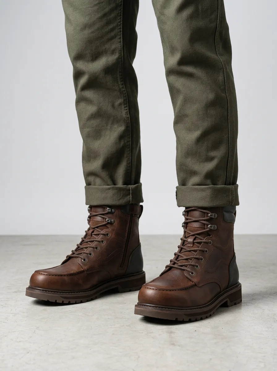 Men's Lace-Up Side-Zip Work Boots
