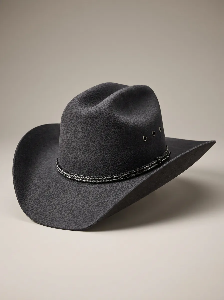 Traditional Style Charcoal Cowboy Hat with Simple Band