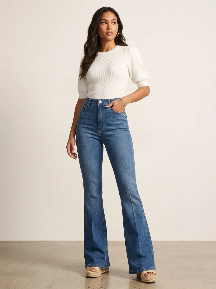 Stretch Women's High-Waist Stretch Flare Jeans