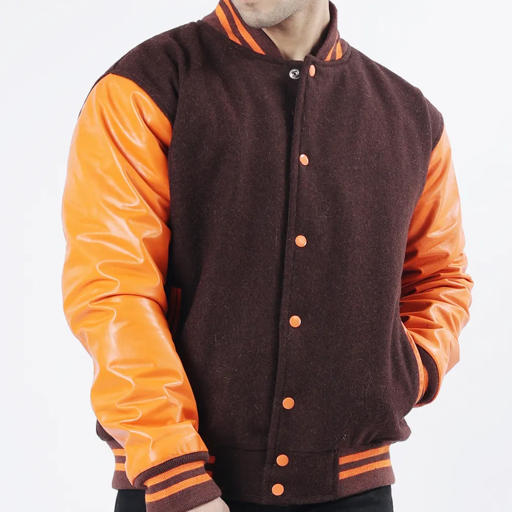 Warm Contrast Wool Letterman Jacket