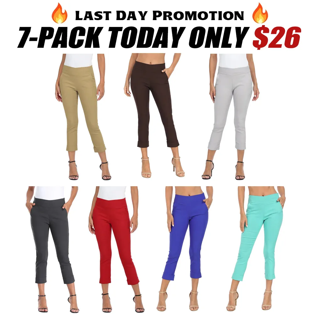 Women's Pull-On Capri Pants Stretch Straight Leg Trouser