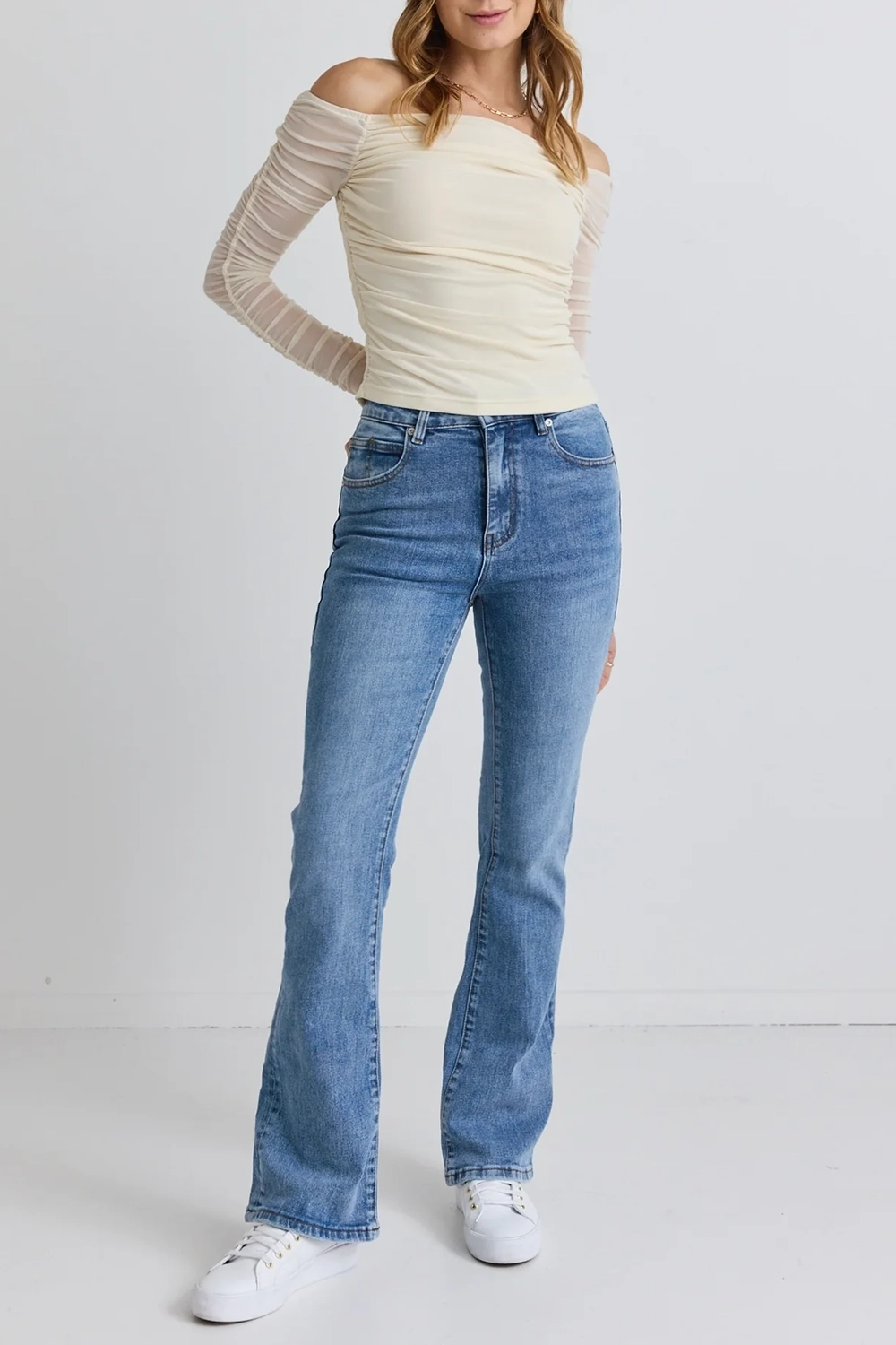 Blue Denim Straight - Leg Jeans