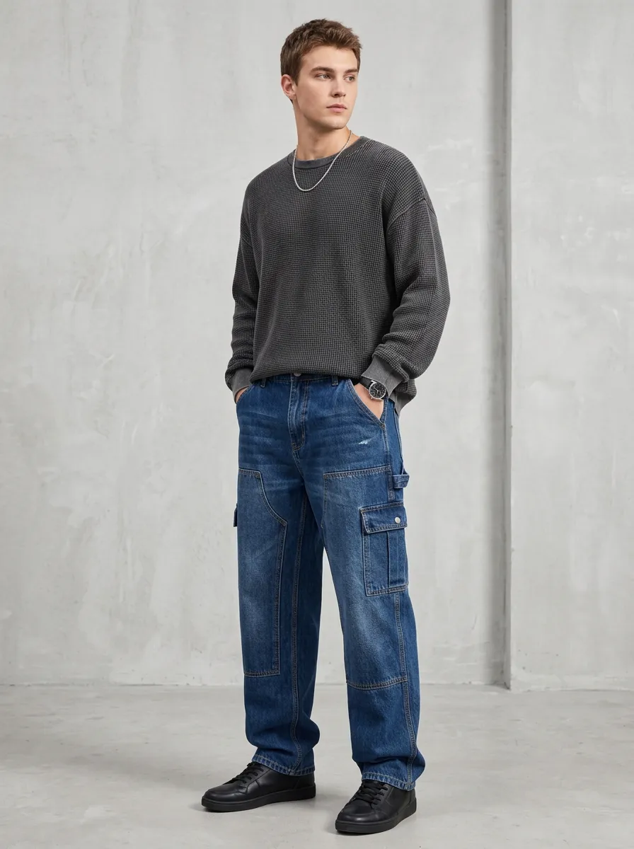 Men's Multi-Pocket Utility Detail Cargo Jeans