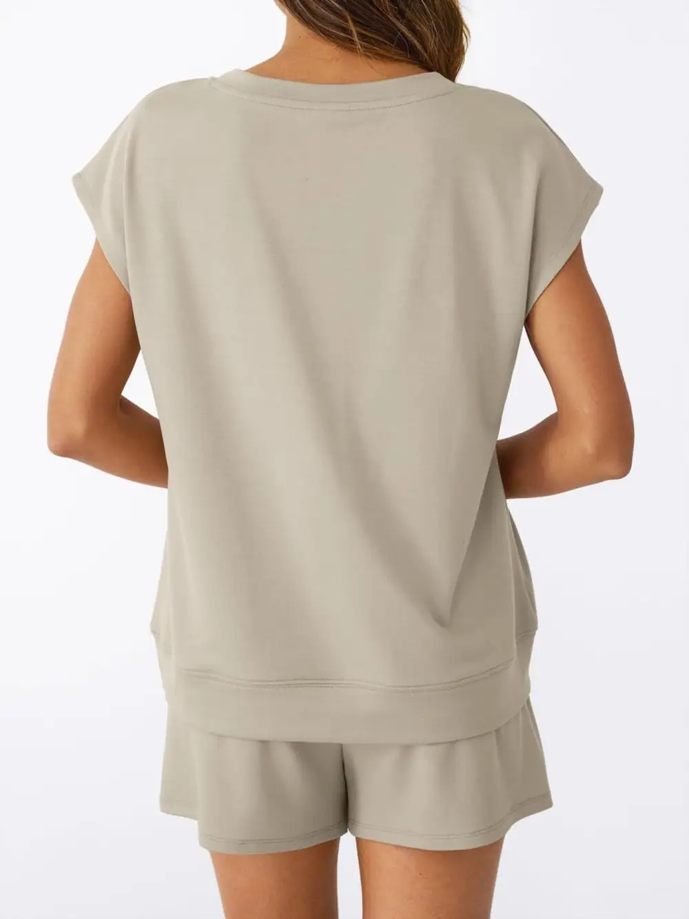 Casual V Neck T Shirt and Shorts Set