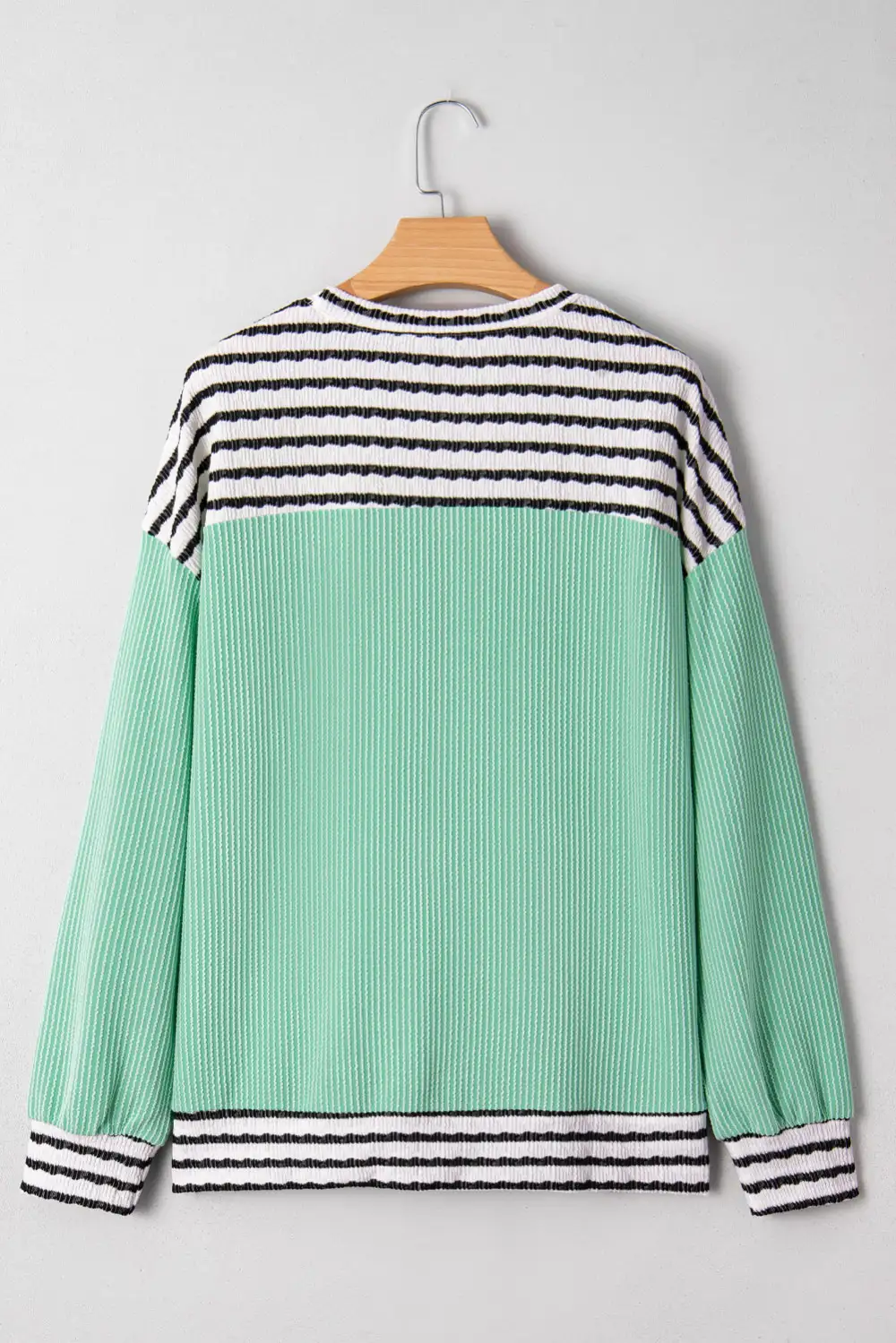 Striped Ribbed Round Neck Women's Top
