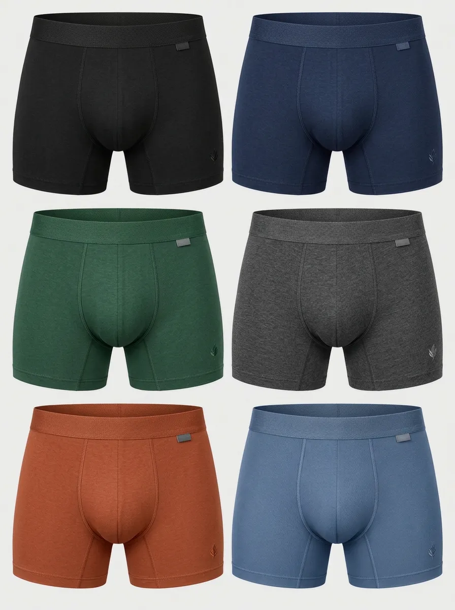 Men's Cotton Boxer Briefs with Solid Color Design — Laid-Back Multipack