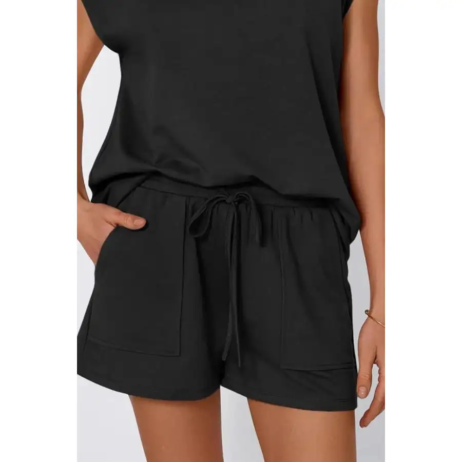 Relaxed Round Neck Cap Sleeve Top and Shorts Set