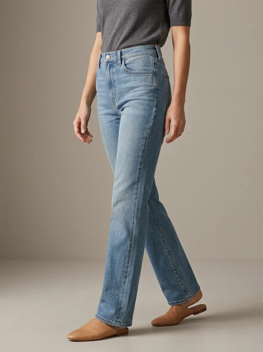 Straight-Leg Washed Casual Denim Jeans