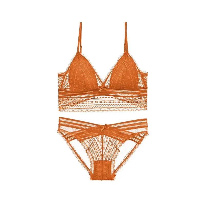 Bow-Trim Lace Lingerie Set