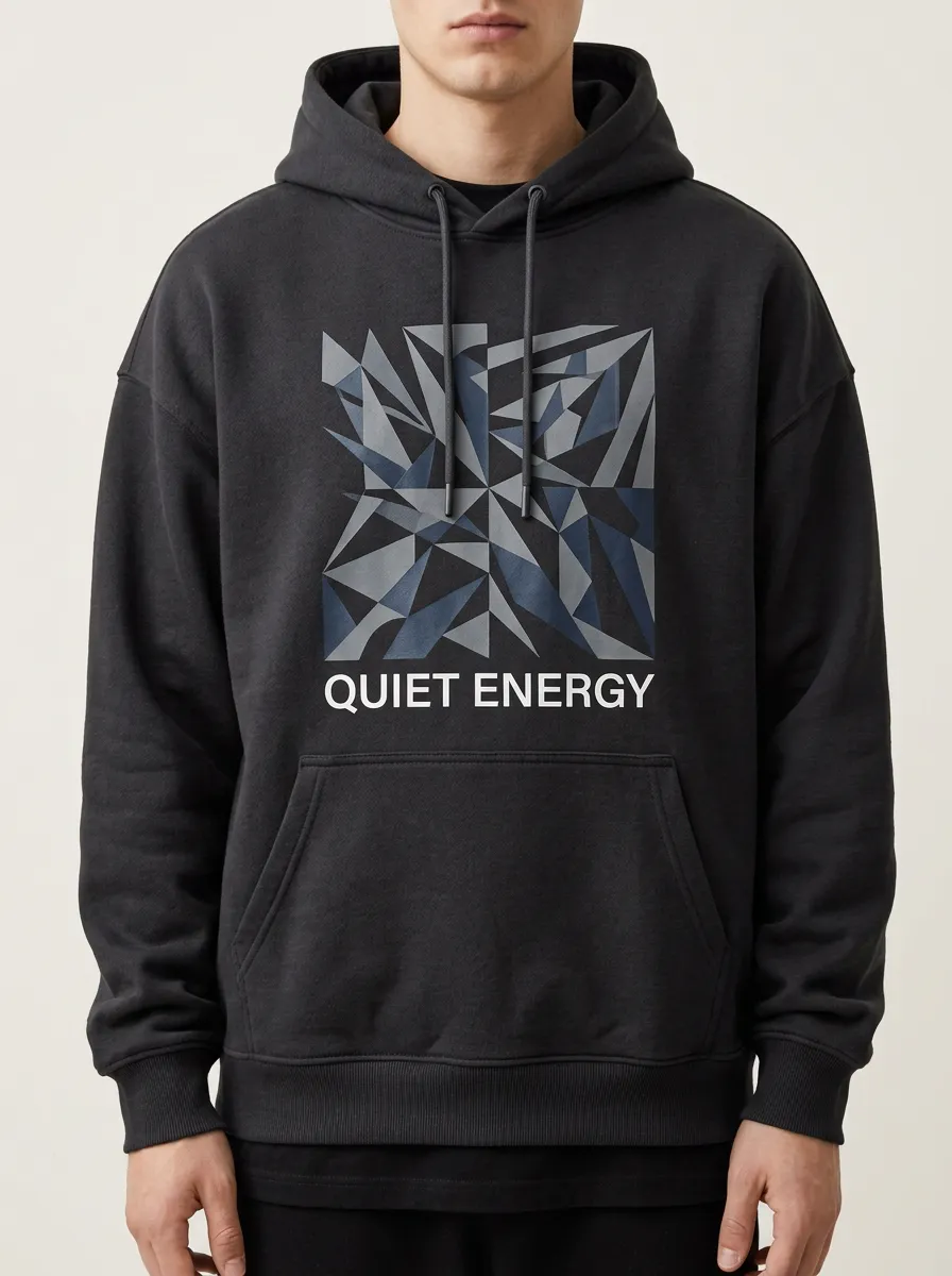 Unisex Tonal Geometry Pocket Front Hoodie