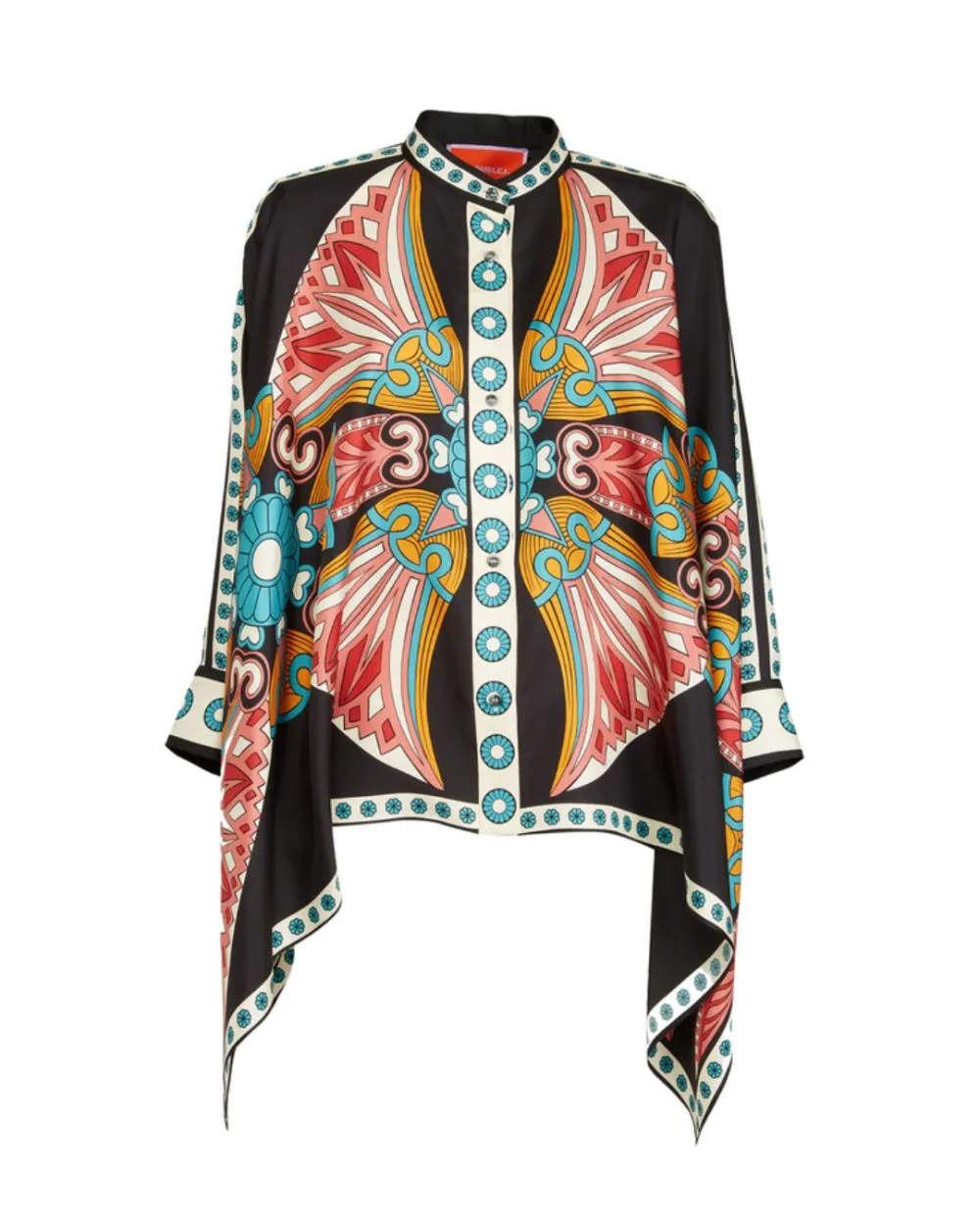 Lotus Print Twill Blouse Coordinated Set